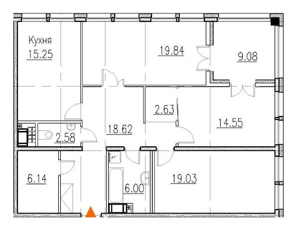 Трехкомнатная квартира в : площадь 106.4 м2 , этаж: 8 – купить в Санкт-Петербурге
